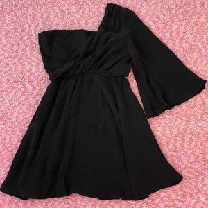 Alice & Olivia Black Silk One-shoulder Dress (Size 0)
